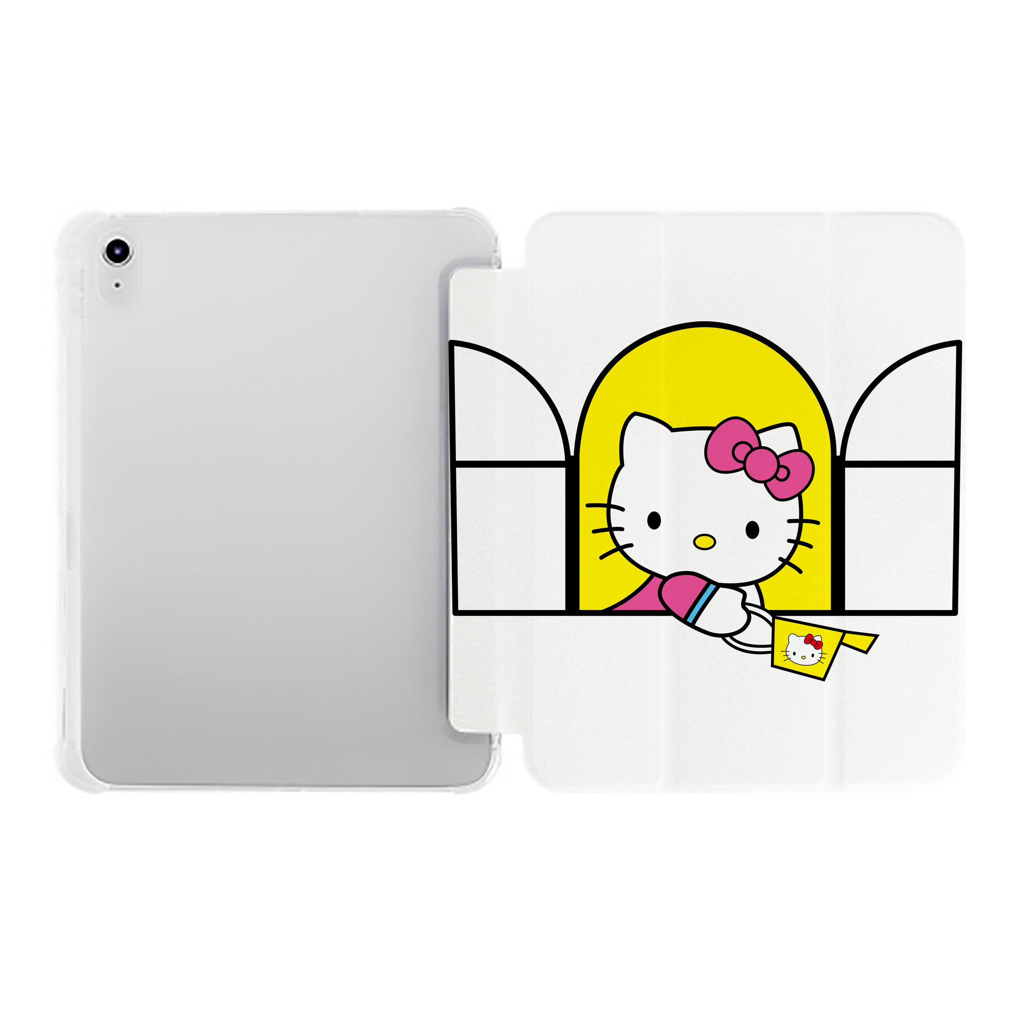 （画像用） Hello Kitty ハローキティ IPad ケース ペン収納付き 三つ折りスタンド PUレザー×シリコン 対応機種9.5/10.5/10.9インチ